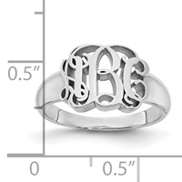 14K White Gold Monogram Ring view 3