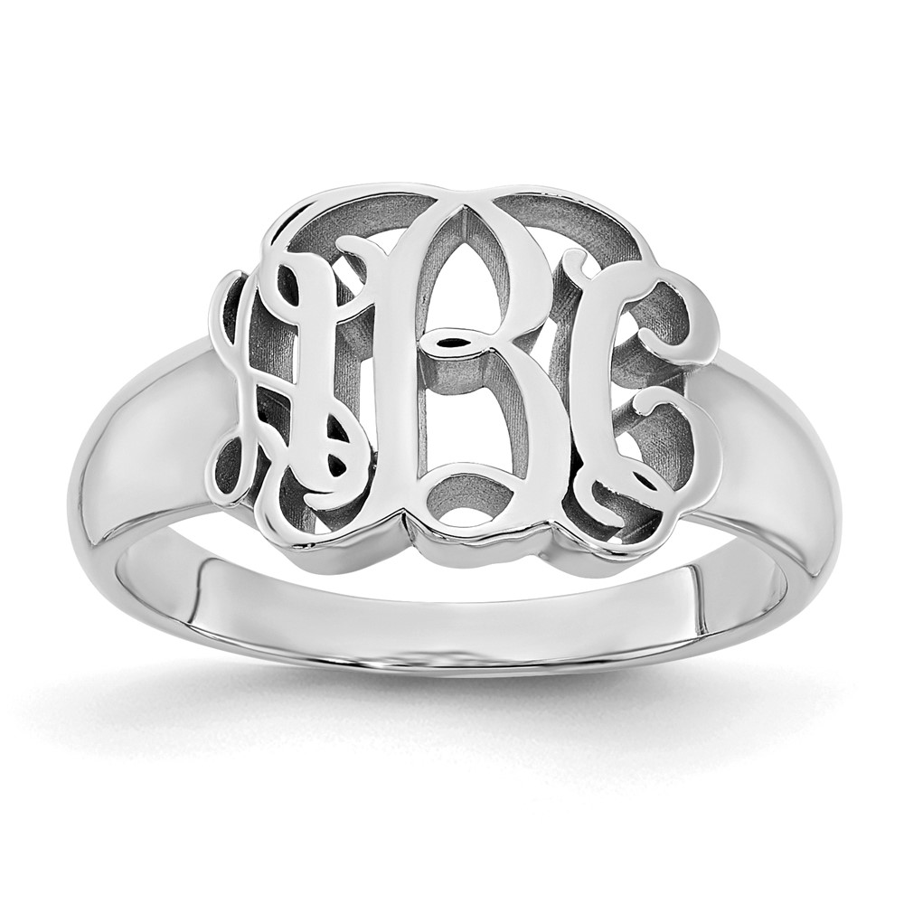 Sterling Silver/Rhodium-plated Monogram Signet Ring