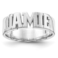 Sterling Silver Rhodium-plated Cut-out Name Ring view 2