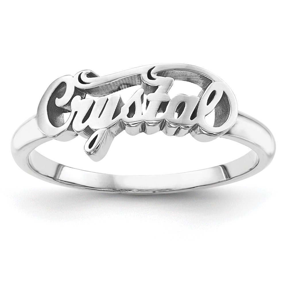 Sterling Silver Rhodium-plated Name Plate Ring