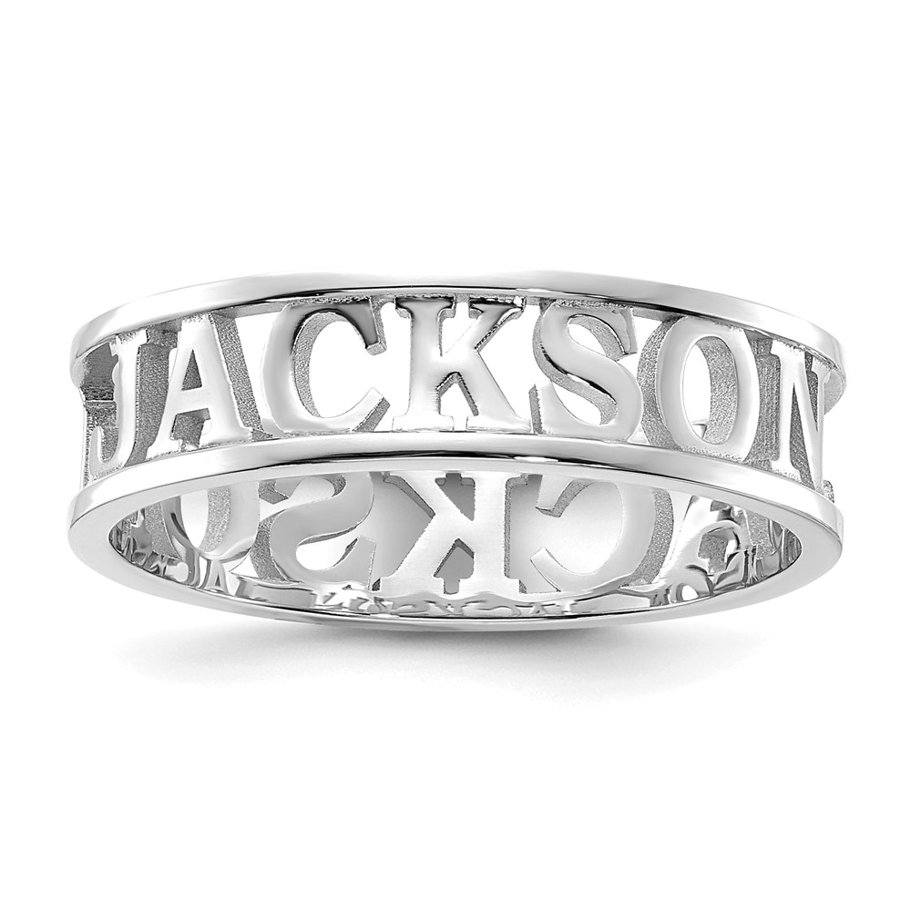 Sterling Silver Rhodium-plated Cut-out Name Ring