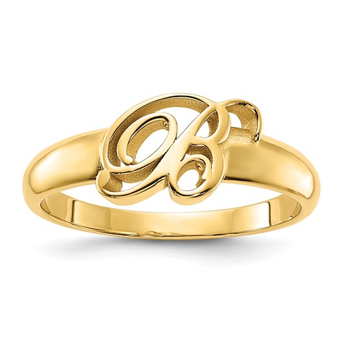 Sterling Silver Gold-plated Script Initial Ring