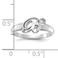 Sterling Silver Rhodium-plated Script Initial Ring view 2