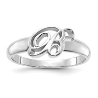 Sterling Silver Rhodium-plated Script Initial Ring view 1