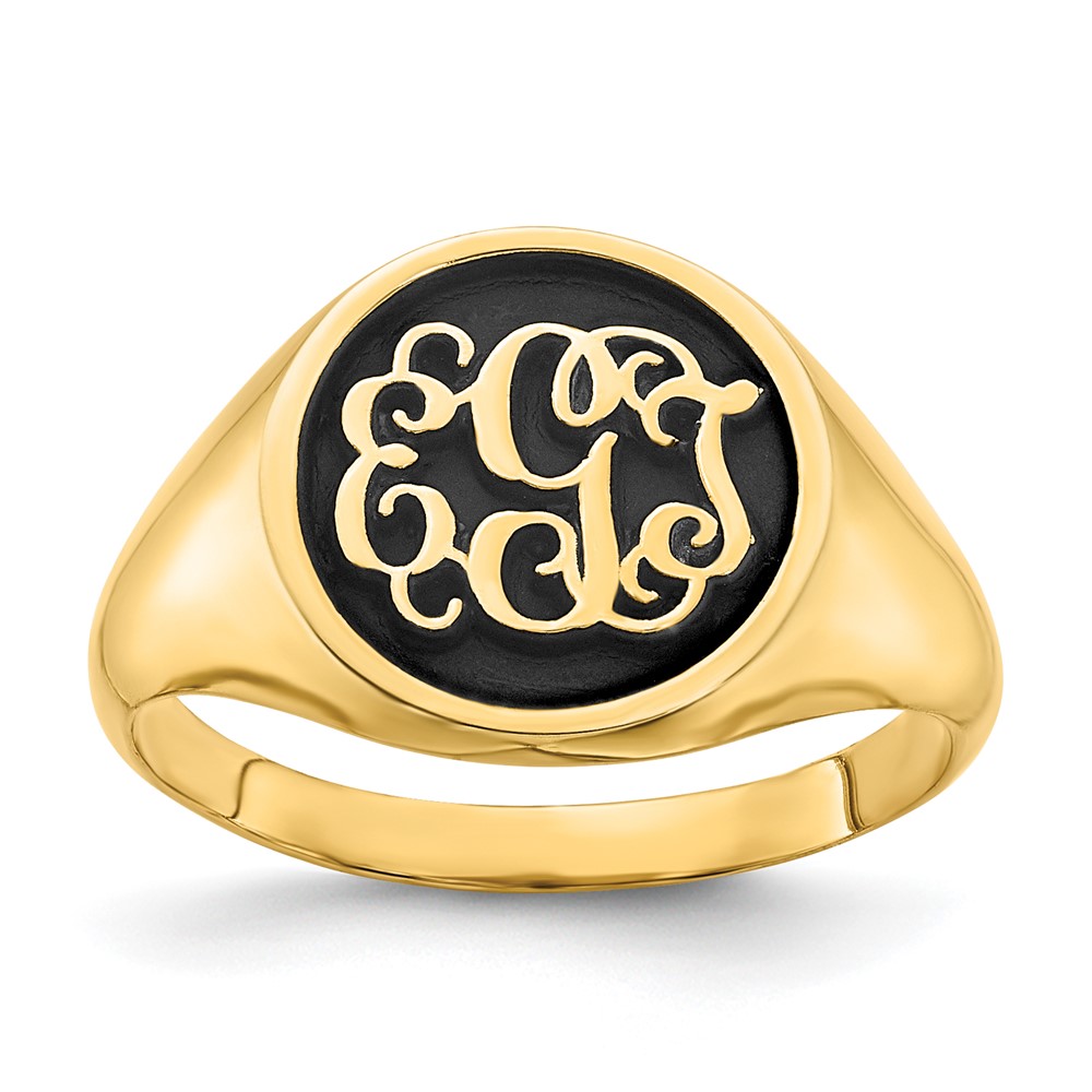 SS/Gold-plated Polished with Antiqued Background Monogram Ring