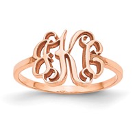 Sterling Silver Rose-plated Monogram Ring view 1