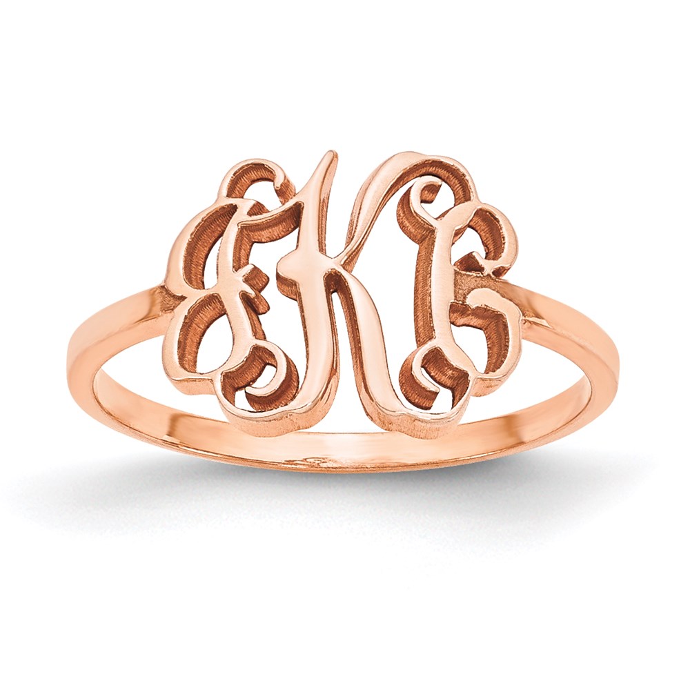 Sterling Silver/Rose-plated Polished Monogram Ring