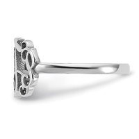 Sterling Silver Rhodium-plated Monogram Ring view 3