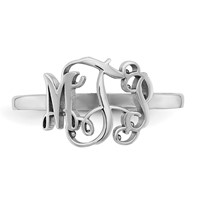 Sterling Silver Rhodium-plated Monogram Ring view 5