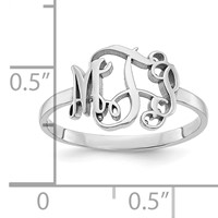 Sterling Silver Rhodium-plated Monogram Ring view 4