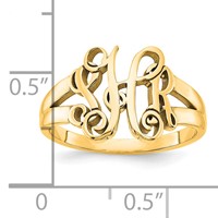 14K Yellow Gold Monogram Ring view 5