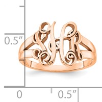 Sterling Silver Rose-plated Monogram Ring view 3