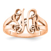 Sterling Silver Rose-plated Monogram Ring view 1