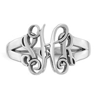 14K White Gold Monogram Ring view 5