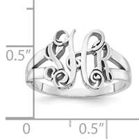 14K White Gold Monogram Ring view 4