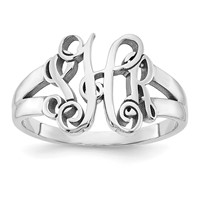 14K White Gold Monogram Ring view 1