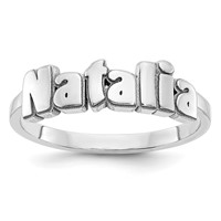 10K White Gold Polished Personalized Name Ring view 1