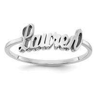 Sterling Silver Rhodium-plated Name Plate Ring view 1