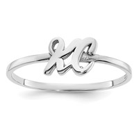 10K White Gold Script Or Block Font Double Initial Ring view 1