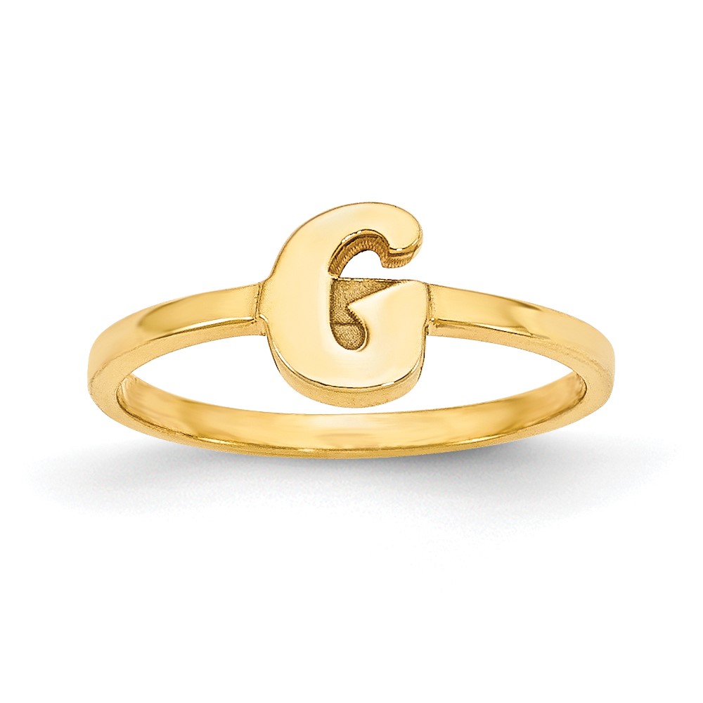 14K Yellow Gold Script Or Block Font Initial Ring