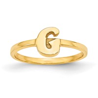 14K Yellow Gold Script Or Block Font Initial Ring view 1