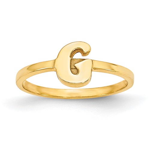 14K Yellow Gold Script Or Block Font Initial Ring