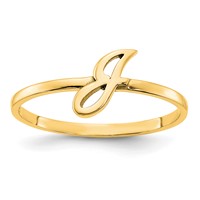 14K Yellow Gold Script Or Block Font Initial Ring view 3