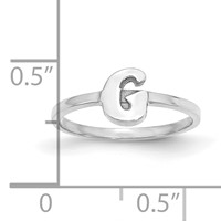 Sterling Silver Rhodium-plated Script Or Block Font Initial Ring view 5