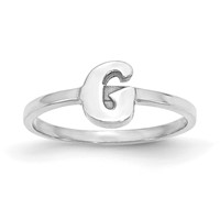 Sterling Silver Rhodium-plated Script Or Block Font Initial Ring view 1
