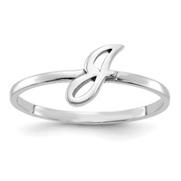 Sterling Silver Rhodium-plated Script Or Block Font Initial Ring view 3