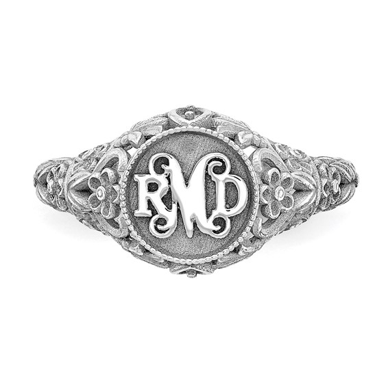 Filigree Monogram Ring with 2 Birthstones