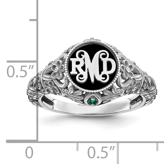 Filigree Monogram Ring with 2 Birthstones