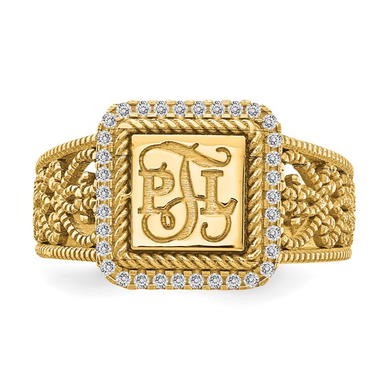 Filigree Ring with Diamonds with Optional Enamel Top