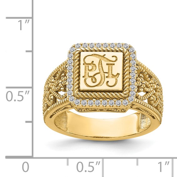 Filigree Ring with Diamonds with Optional Enamel Top