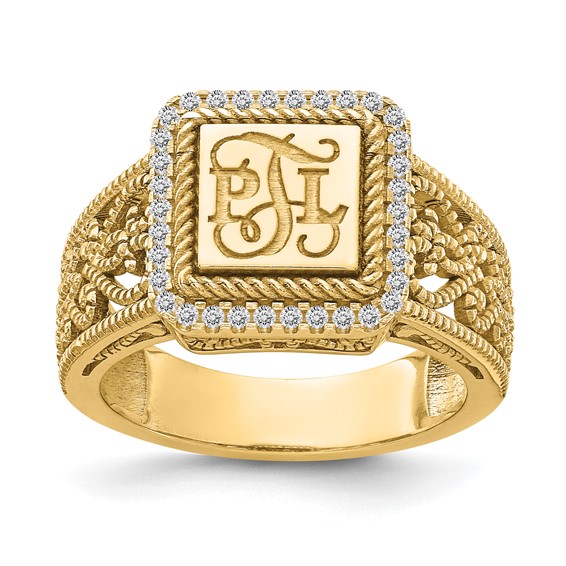Filigree Ring with Diamonds with Optional Enamel Top