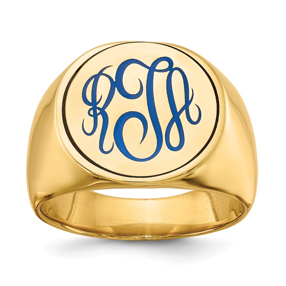 Sterling Silver/Gold-plated Round with Engravable Top Signet Ring