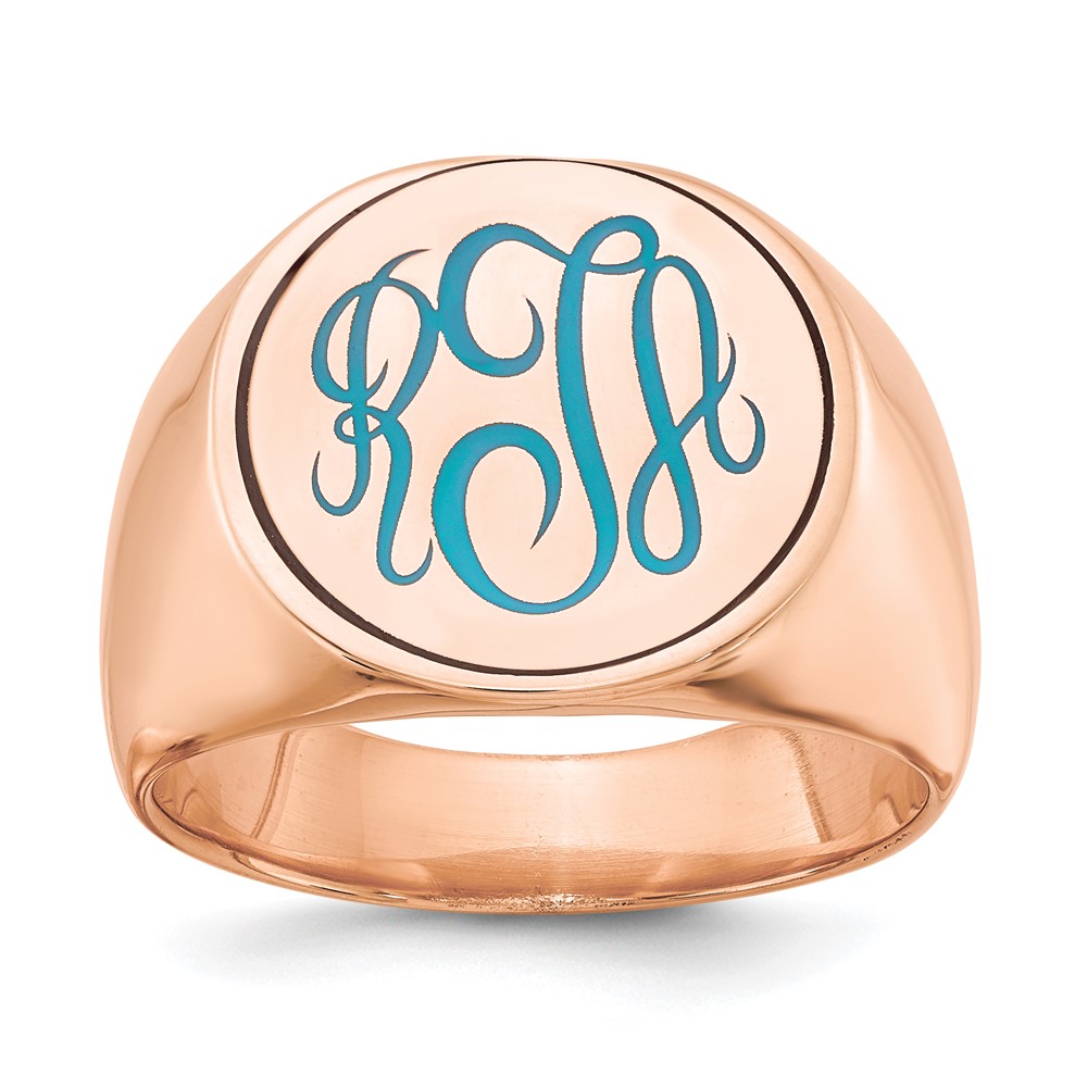 Sterling Silver/Rose-plated Round with Engravable Top Signet Ring