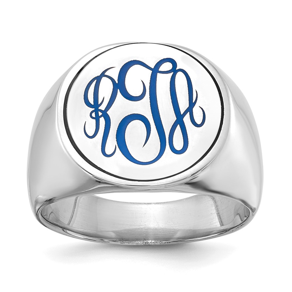 Sterling Silver/Rhodium-plated Round with Engravable Top Signet Ring