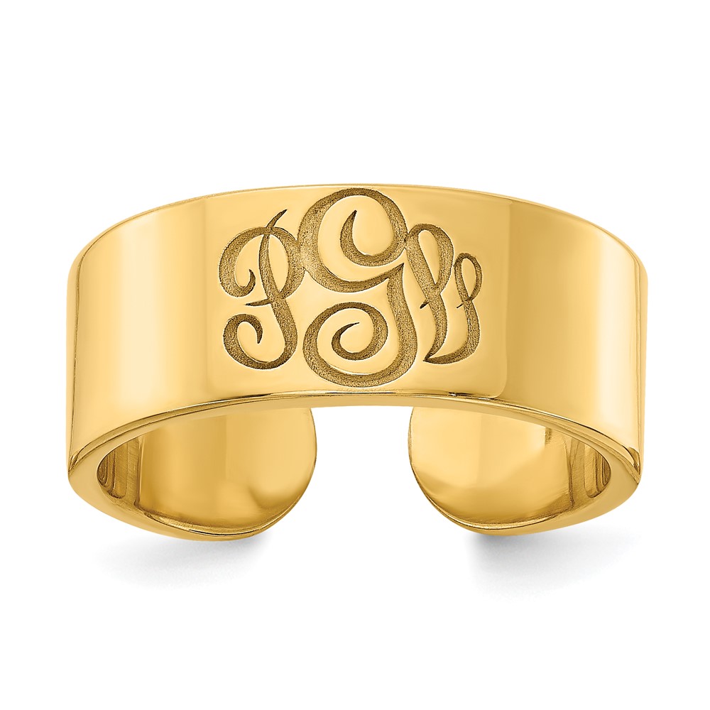 Sterling Silver/Gold-plated Polished Cigar Style Monogram Ring