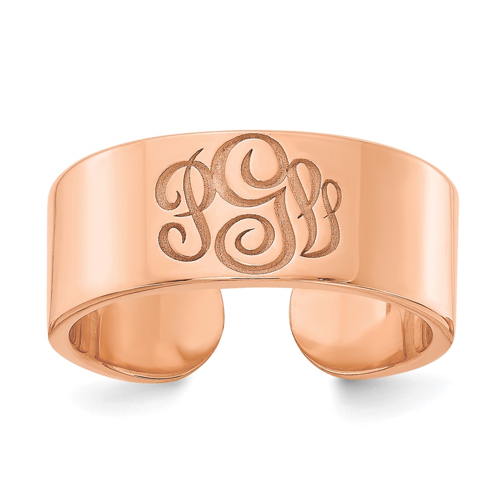 Sterling Silver/Rose-plated Polished Cigar Style Monogram Ring