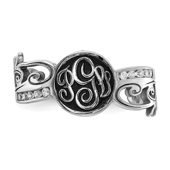 Monogram Diamond Ring with Enamel