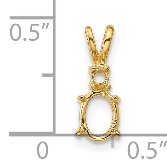14k Diamond and 6x4mm Oval Pendant Mounting