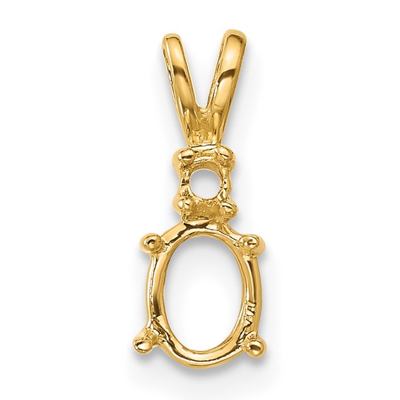 14k Diamond and 6x4mm Oval Pendant Mounting