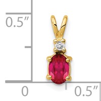 14K 6x4mm Oval Ruby and a Diamond Pendant view 3