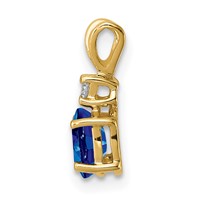 14K Yellow Gold 6x 4mm Oval Sapphire and VS Diamond Pendant view 2