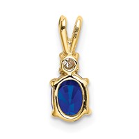 14K Yellow Gold 6x 4mm Oval Sapphire and VS Diamond Pendant view 4