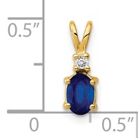 14K Yellow Gold 6x 4mm Oval Sapphire and VS Diamond Pendant view 3