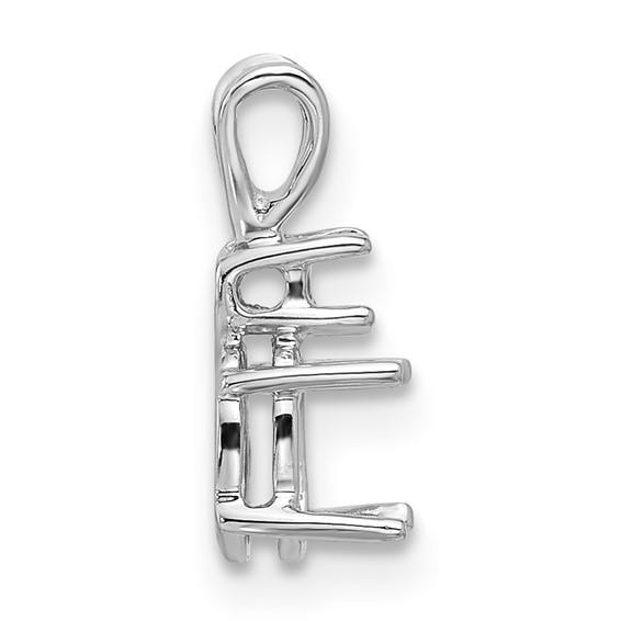 14k White Gold Diamond and 6x4mm Oval Pendant Mounting