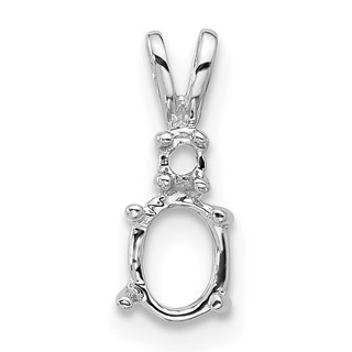 14k White Gold Diamond and 6x4mm Oval Pendant Mounting