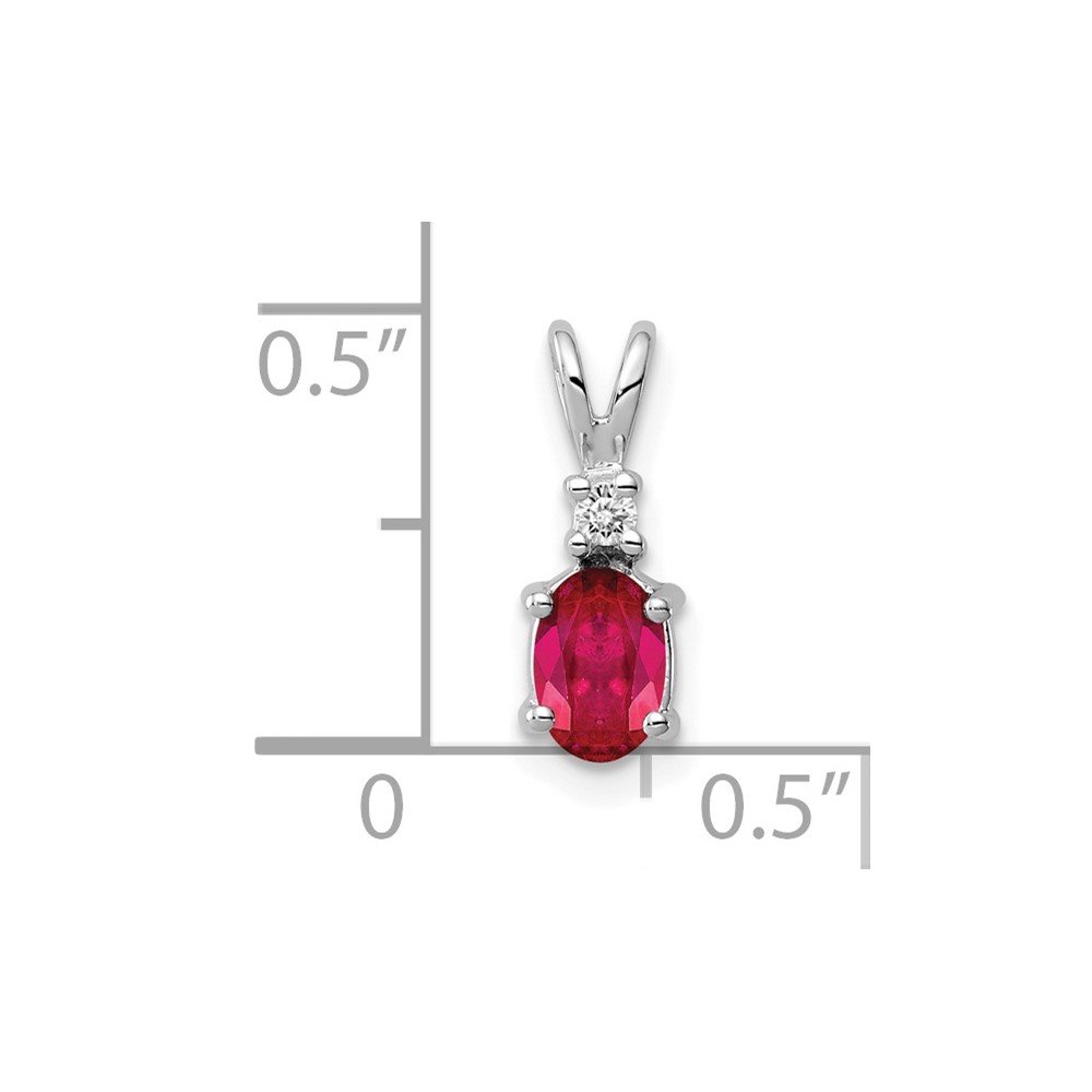 14k White Gold 6x4mm Oval Ruby and AA Diamond Pendant (XP1003R/AA)